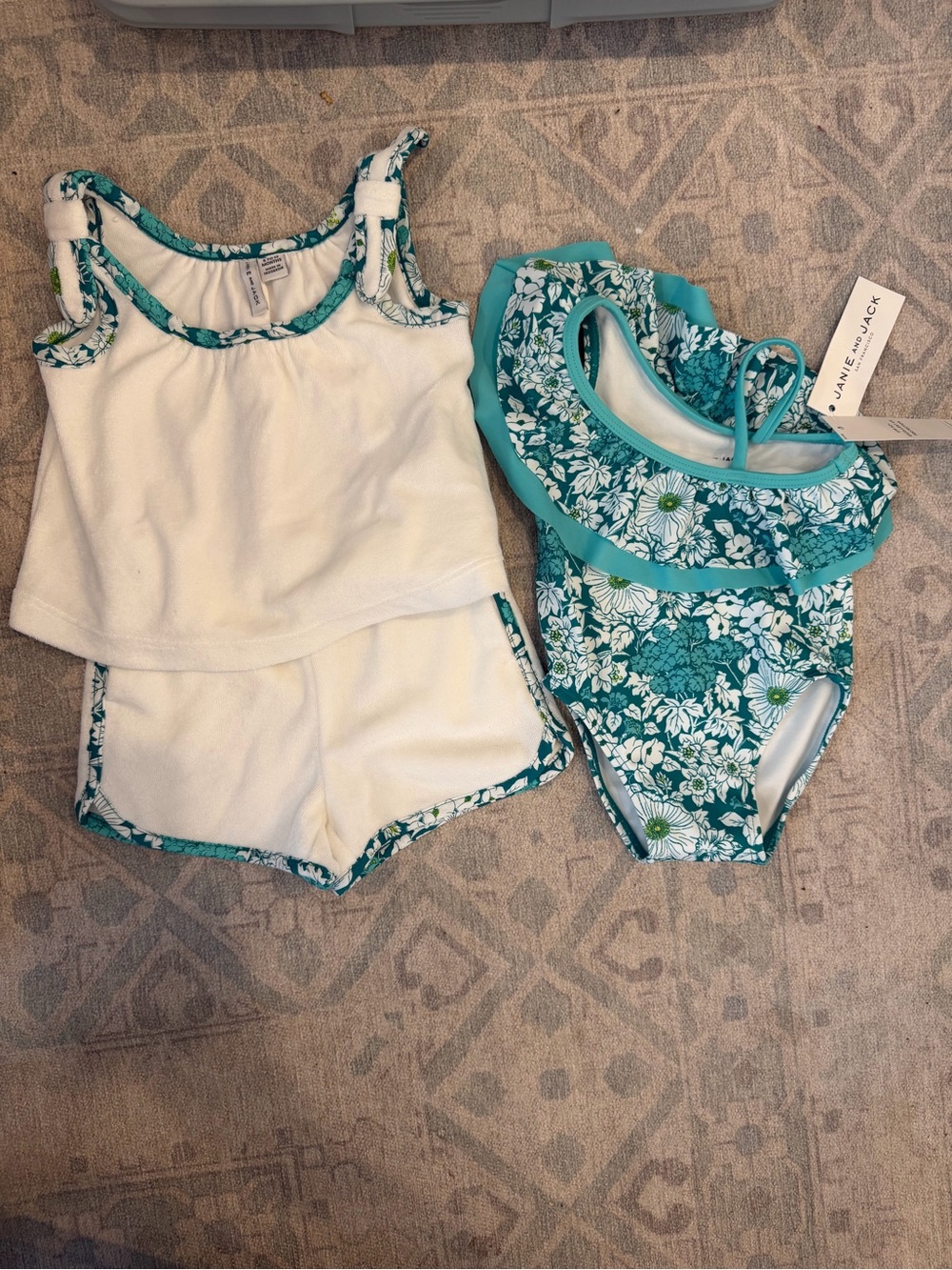 Janie & Jack - bathing suit and terry cloth shorts and tank top